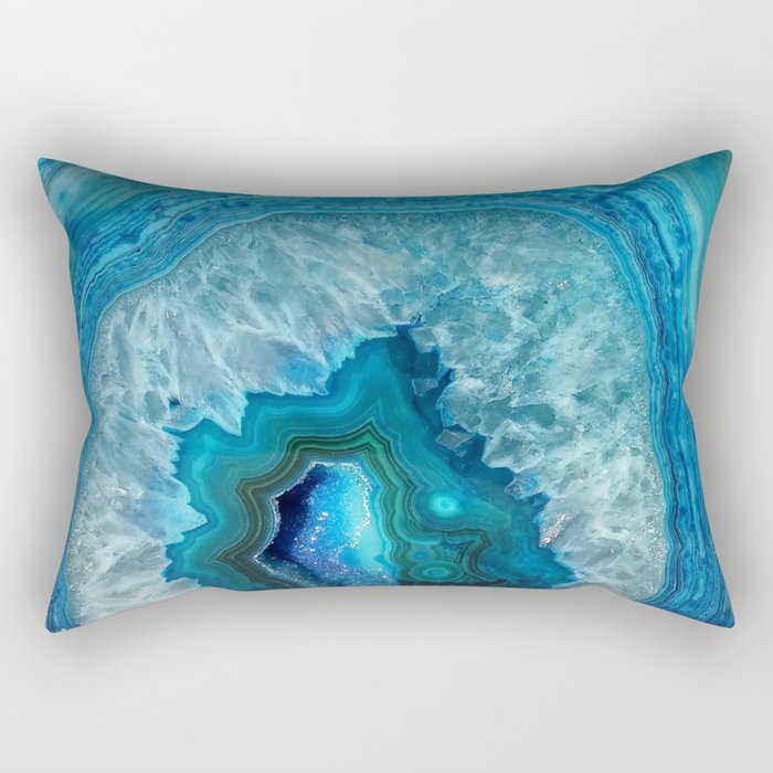 Turquoise Blue Agate Rectangular Pillow