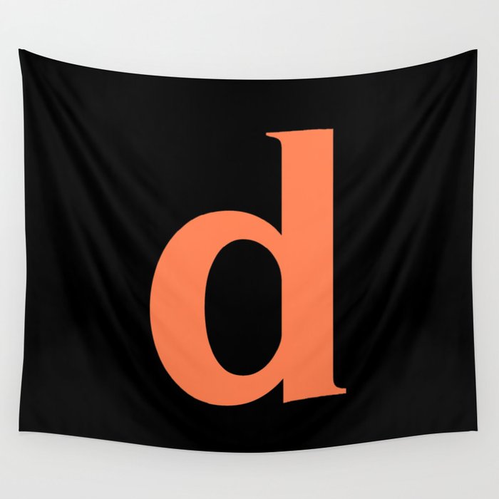 d (CORAL & BLACK LETTERS) Wall Tapestry