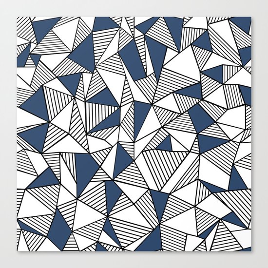 Abstraction Lines with Navy Blocks Canvas Print