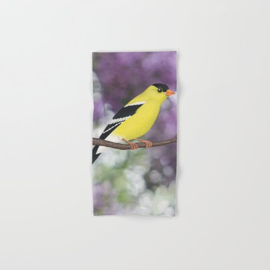 American goldfinch male bokeh Hand & Bath Towel