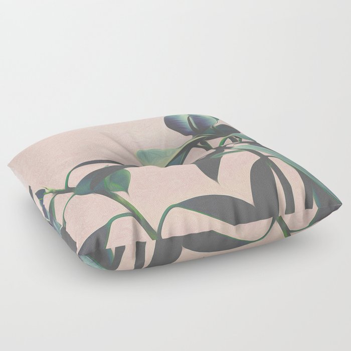 Pink Tropical Leaves Floor Pillow
