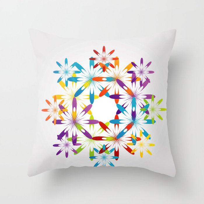 A large Colorful Christmas snowflake pattern- holiday season gifts- Happy new year gifts Throw Pillow