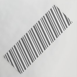 [ Thumbnail: Dim Gray & White Colored Lines/Stripes Pattern Yoga Mat ]