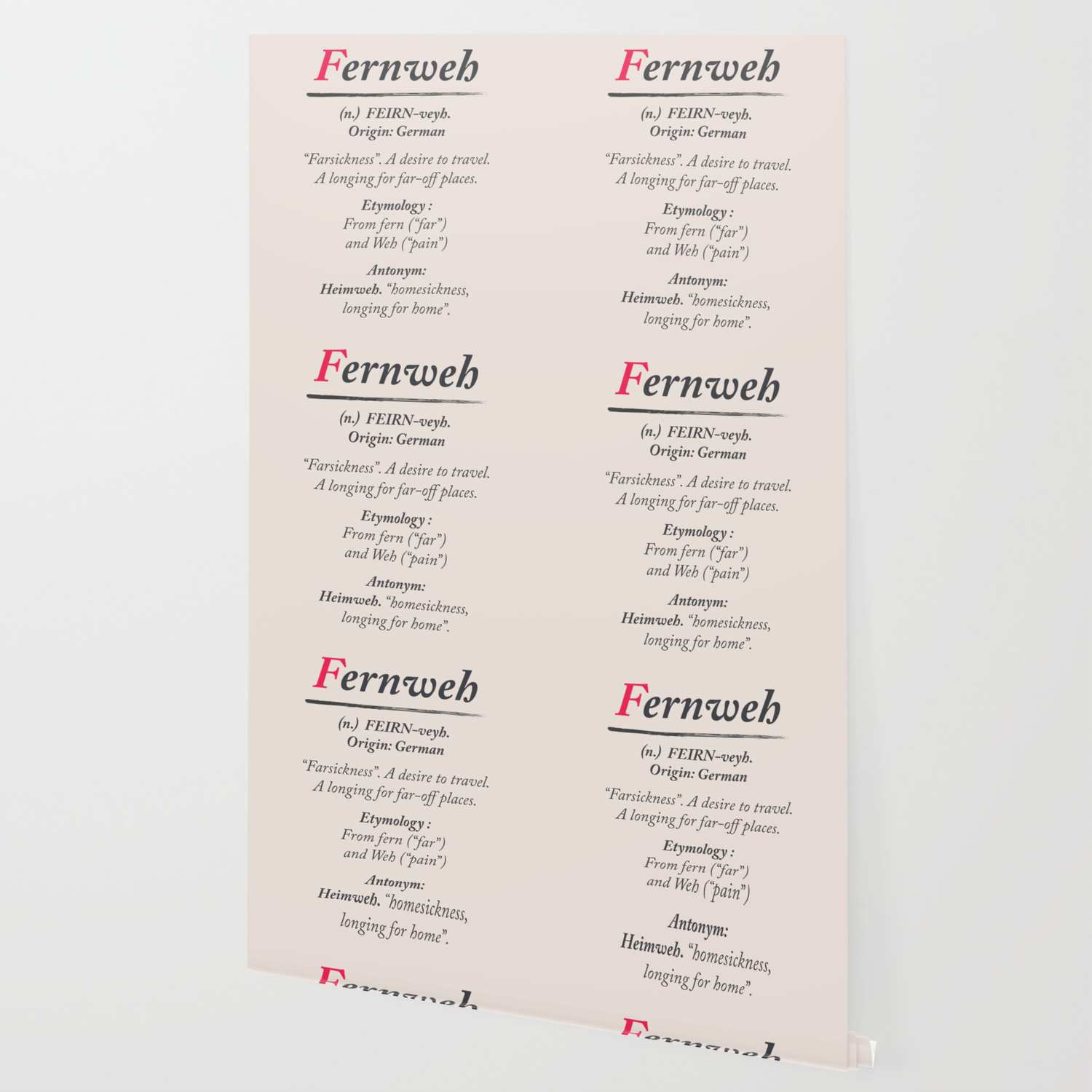 Fernweh Dictionary Definition Word Meaning Illustration Etymology Desire To Travel Farsickness Wallpaper By Stefanoreves Society6