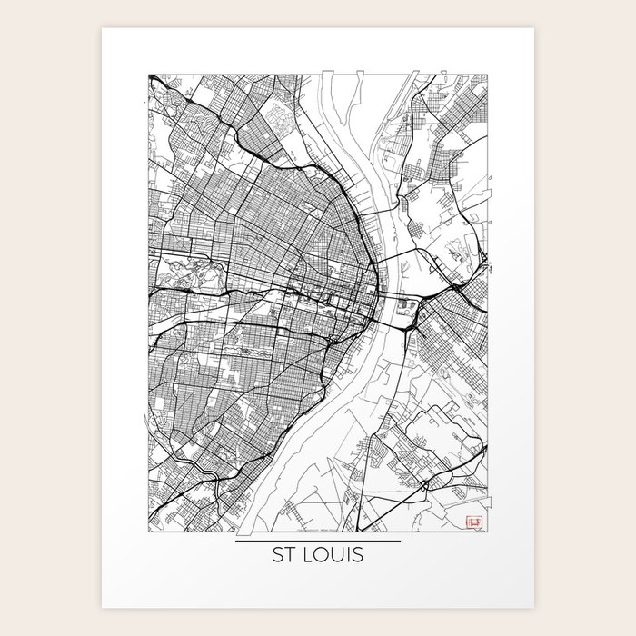 St Louis Map White Art Print by City Art Posters | Society6