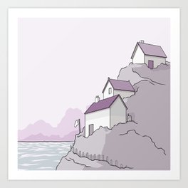 Houses on a cliff Art Print