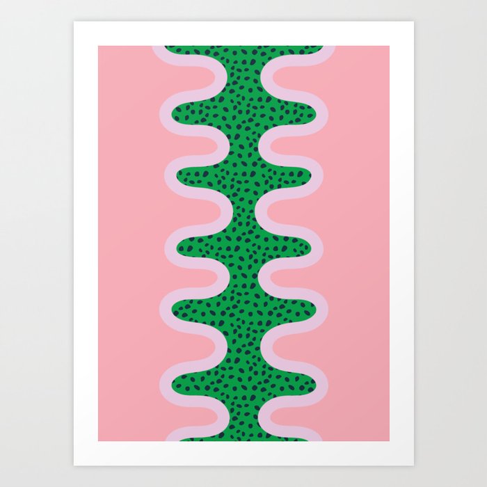 Unique Colorful Pattern - Green Pink Art Print