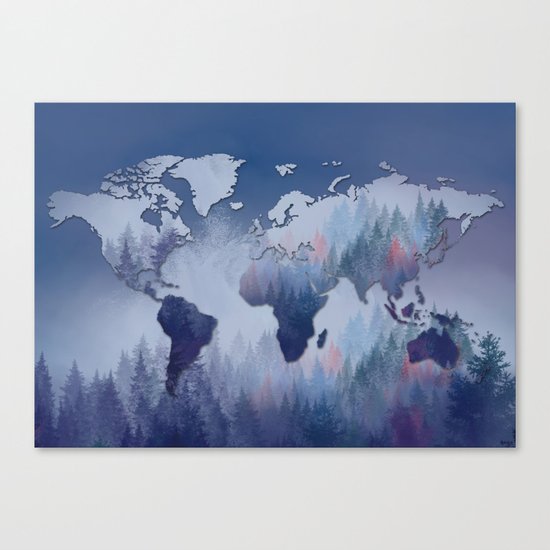 world map forest 5 Canvas Print