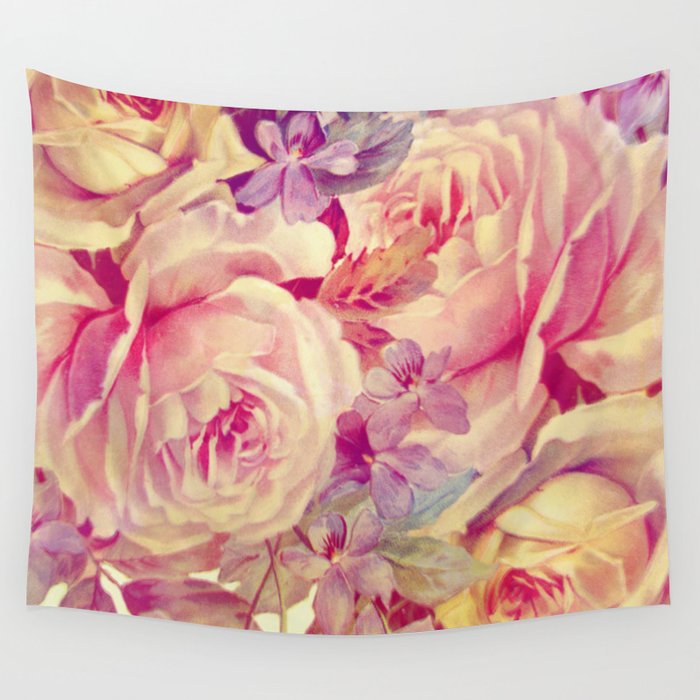 soft vintage roses Wall Tapestry by clemm Society6