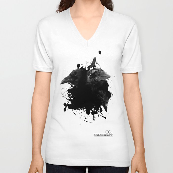 Inkblot Ravens V Neck T Shirt