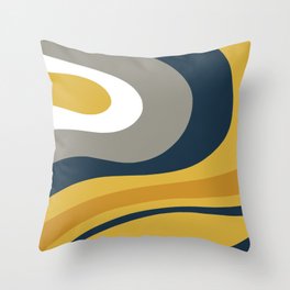 Organic Topography Abstract in Mustard, Navy Blue, Gray, and White  Throw Pillow