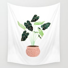 Home Plant | Ceramic Botanical Planter Illustration | Minimal Bohemian Watercolor Painting Polka Dot Wall Tapestry