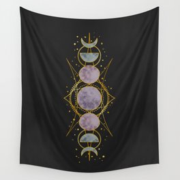 Gold Moonphases Wall Tapestry