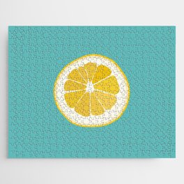 Citron - Lemon on Turquoise Art Design Pattern Jigsaw Puzzle