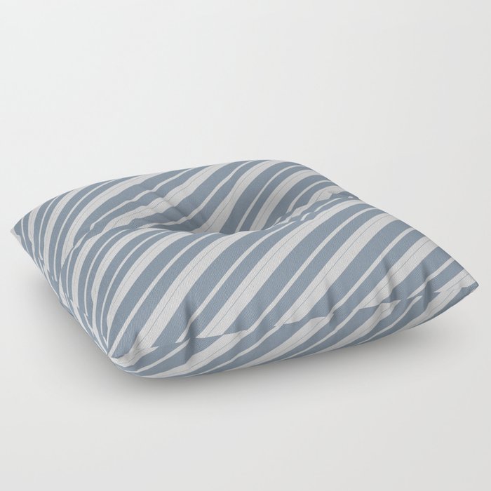 Light Gray & Light Slate Gray Colored Lined Pattern Floor Pillow