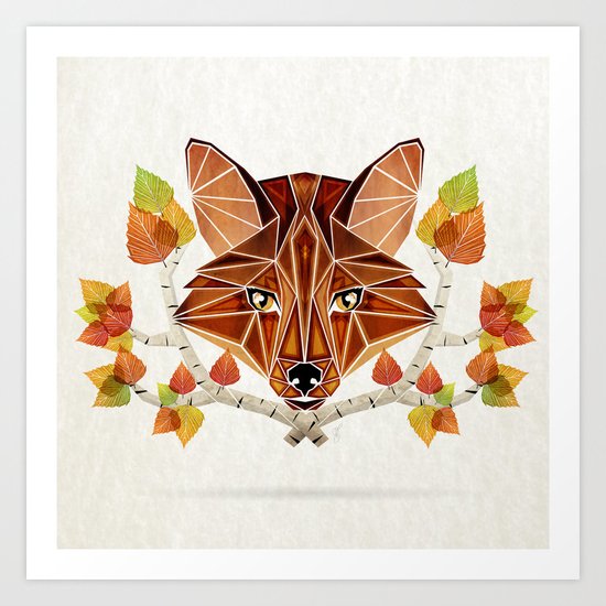 fox autumn Art Print