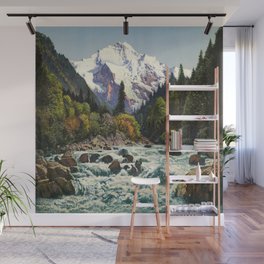 Mountains Forest Rocky River Wall Mural