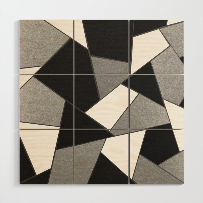Silver Gray Black White Geometric Glam #1 #geo #decor #art #society6 Wood Wall Art