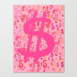 Pink Dollar Signs Canvas Print