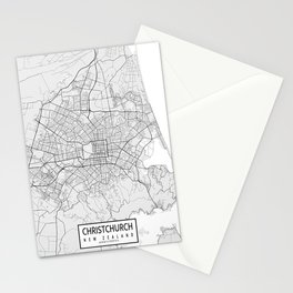 Christchurch City Map of New Zealand - Light Stationery Card