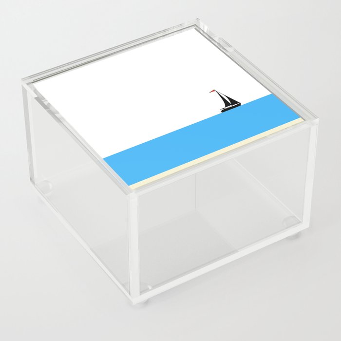 Simple Freedom - Beachy Blue Modern Sailboat Art Acrylic Box