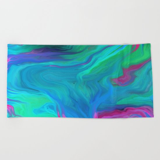 AGATE BLUE ABSTRACT OIL PAINTING Beach Towel