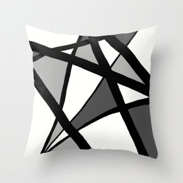 Geometric Line Abstract - Black Gray White Throw Pillow