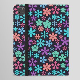 pink black blue eclectic daisy print ditsy florets iPad Folio Case