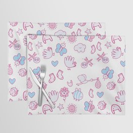 Cute Valentine Seamless Pattern White Placemat