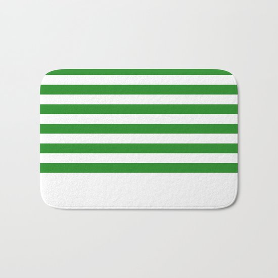 Horizontal Stripes (Forest Green/White) Bath Mat