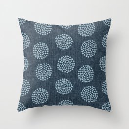 boho dandelions - dark blue Throw Pillow