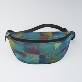 Terraced garden tropical floral Pacific blue abstract landscape painting by Paul Klee Fanny Pack