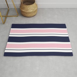 Blue Navy and Pink Stripes Area & Throw Rug