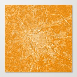 France, Lyon - Sunny City Map Canvas Print