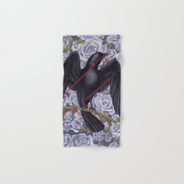 Crow with roses Hand & Bath Towel