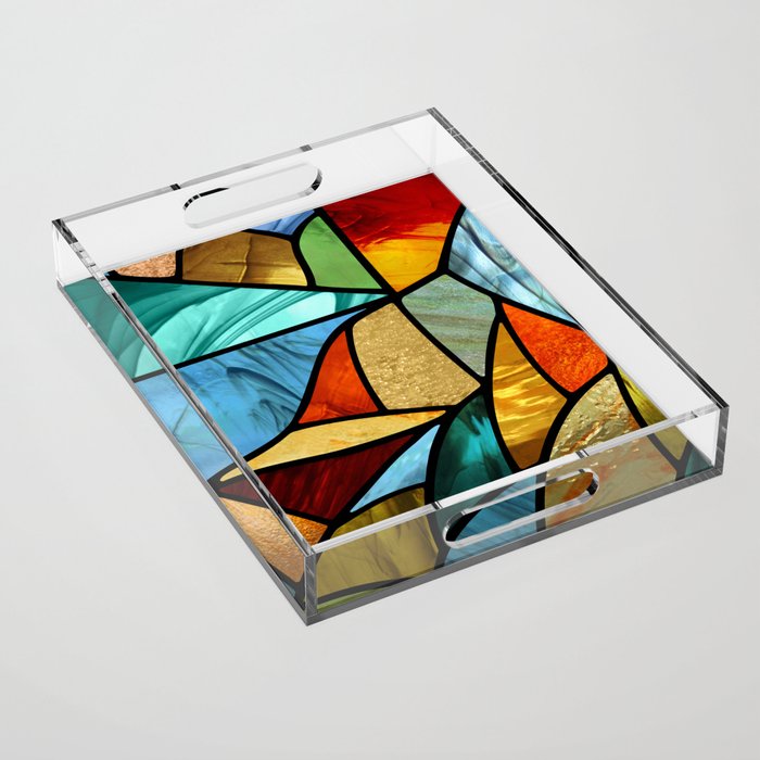 Colorful Stained Glass Acrylic Tray