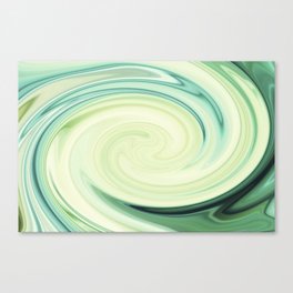 Green, White, Blue Abstract Hurricane Shape Design Canvas Print