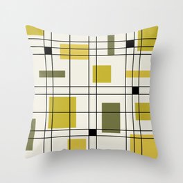 1950's Abstract Art Chartreuse Throw Pillow