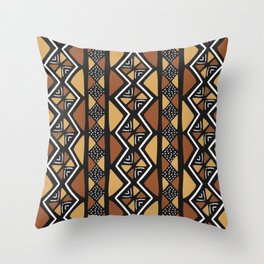 African Tile Inspired Black 3 - Orange Habitat Merch Throw Pillow 