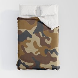 Brown Army Camo Camouflage Pattern Duvet Cover