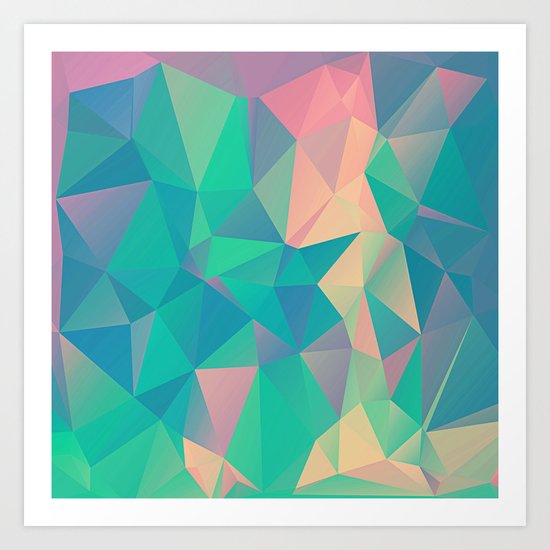 Fractured, Colorful Triangles Geometric Shapes Art Print