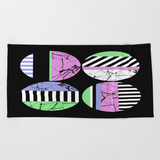 AMPS Uno - Abstract Marble Pastel Stripes Beach Towel