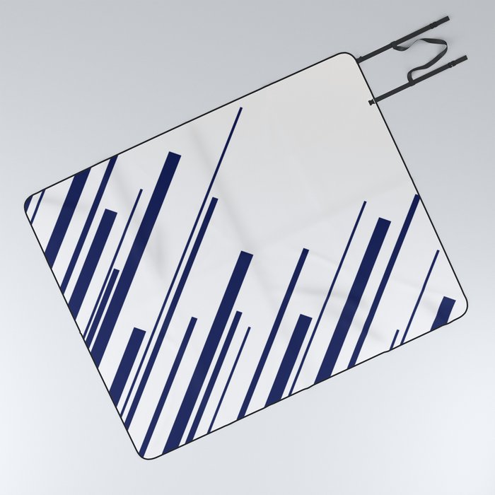 Diagonals - Blue and White Picnic Blanket