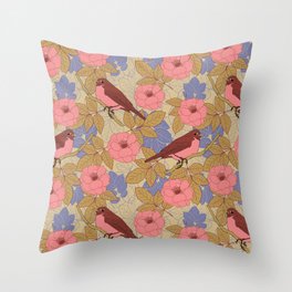 Birds and Blooms pattern Throw Pillow