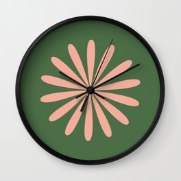 Big Daisy Retro Minimalism in Blush and Green Wall Clock