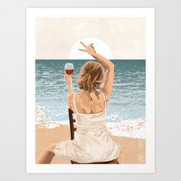Wine At The Beach Art Print