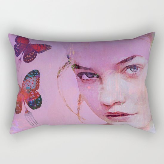Isabelle and butterflies fork Rectangular Pillow