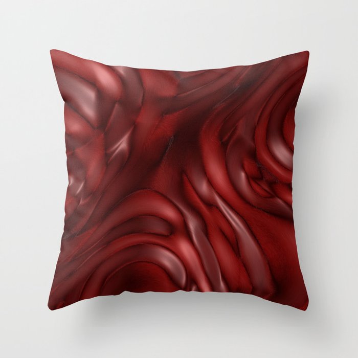 Red Shiny fuzzy abstract Throw Pillow
