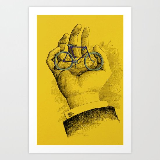 Vintage Outing Bicycle in the Palm of His Hand Art Print