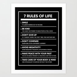 7 Rules of Life | Motivational Quote Art Print